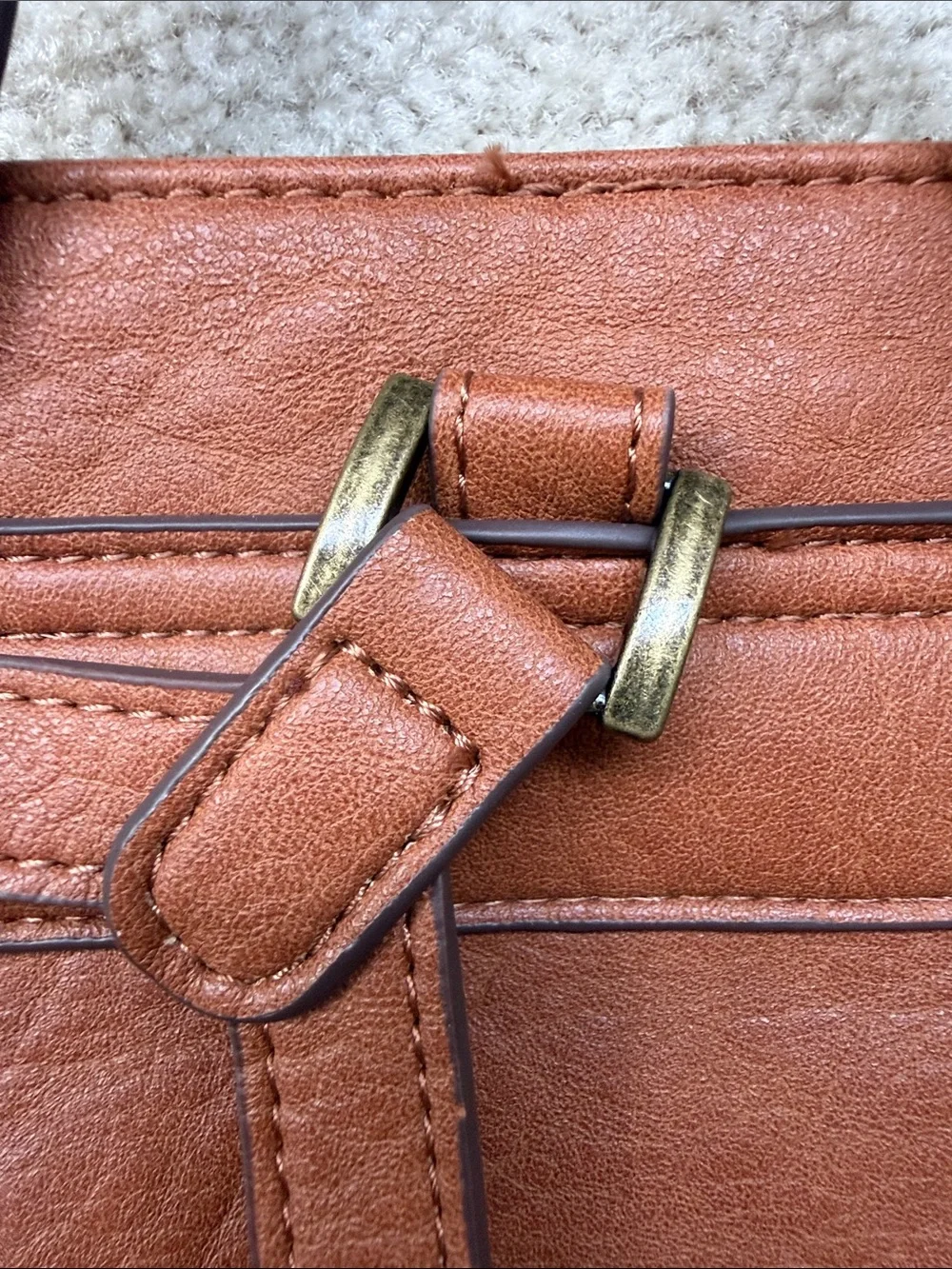 Market & Spruce Dara Zipper Cognac Faux Leather Backpack